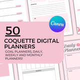 Coquette Digital Planner | 50-Page Canva Template PLR & MRR