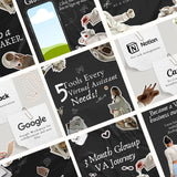 Virtual Assistant Canva Templates | 50 Dark Aesthetic Carousel Posts | PLR + MRR