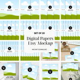 Editable Canva Template: Digital Papers Etsy Mockup for 20 Listings