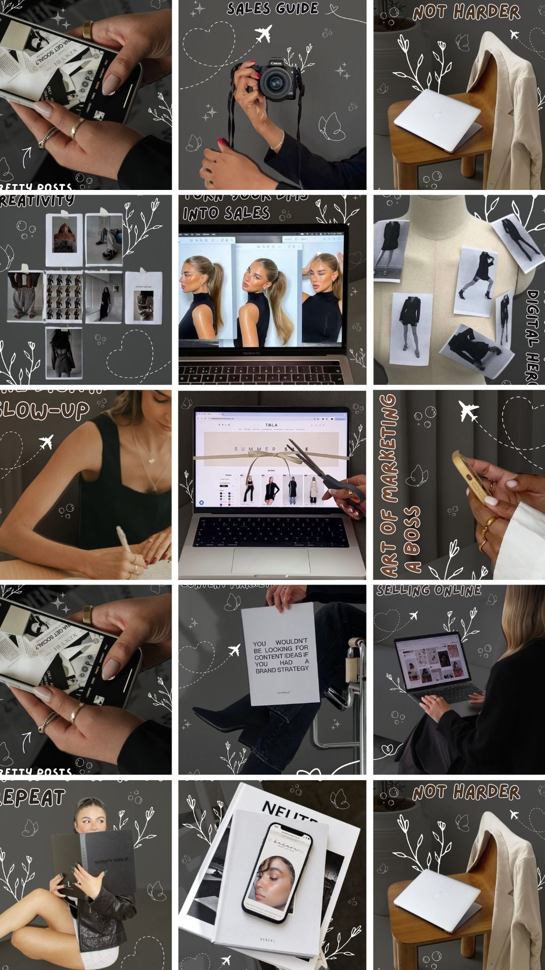 Editable dark minimalist Instagram post templates with master resell license for Canva creators