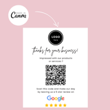 Google Reviews | Business Review Link QR Code | 1 Page Canva Template