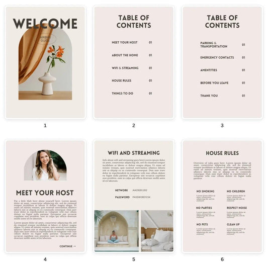 15-Page Welcome Book Canva Template for Airbnb and Villas