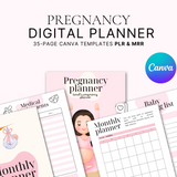 Pregnancy Digital Planner | 35-Page Canva Templates PLR & MRR